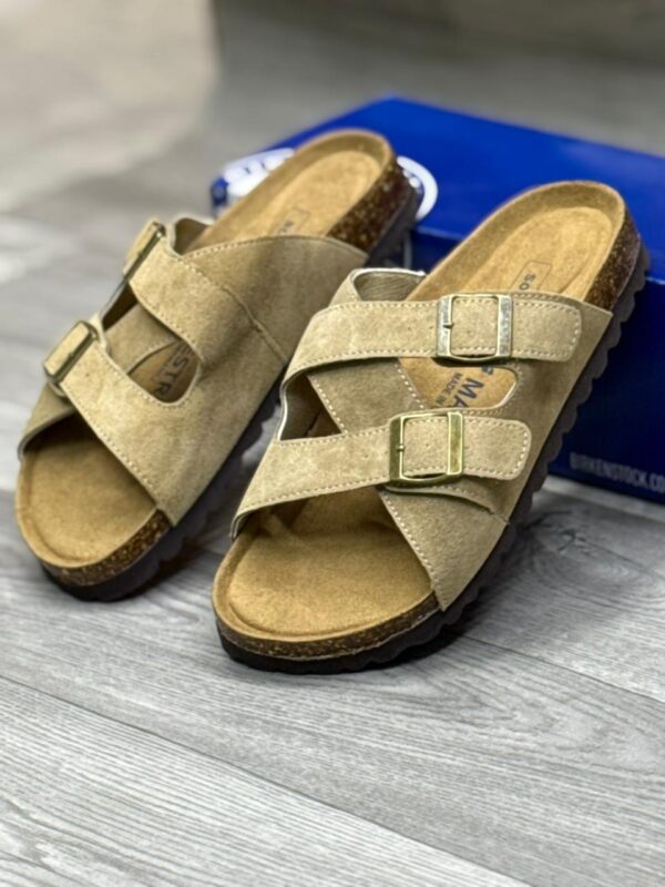 BIRKENSTOCK Men's Amalfi Leather Soft Footbed Sandals with Adjustable Buckles