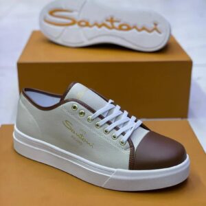 Santoni Milano Leather Sneakers- Brown, Black, White Options