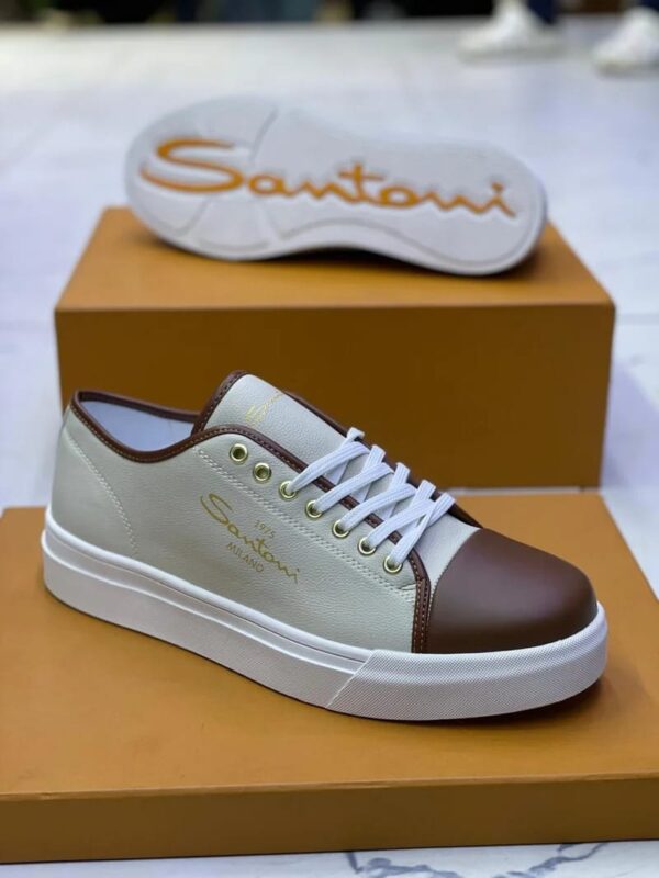 Santoni Milano Leather Sneakers- Brown, Black, White Options